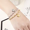 Metal Waterproof Durable Stainless Steel Jewelry Lovers Retro Heart-Shaped High Quality Frosted ball Shiny Bead Elastic Bracelet 2