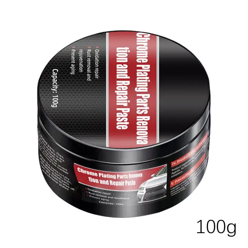 100g Chrome Cleaner and Polish Chrome Reconditioning Cream Automotive Tarnish Remover Repair Agent for Door Handle Window Strip