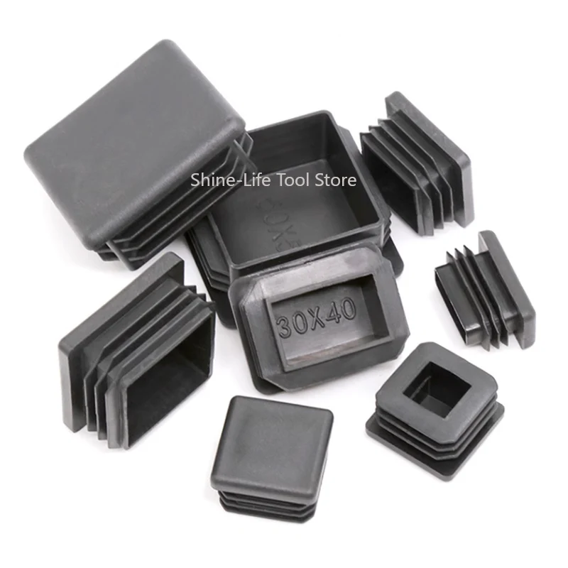검정색 사각형 플라스틱 블랭킹 엔드 캡 10x10mm100x100mm 사각 튜브 내부 플러그 가구 다리 튜브 파이프 인서트 플러그