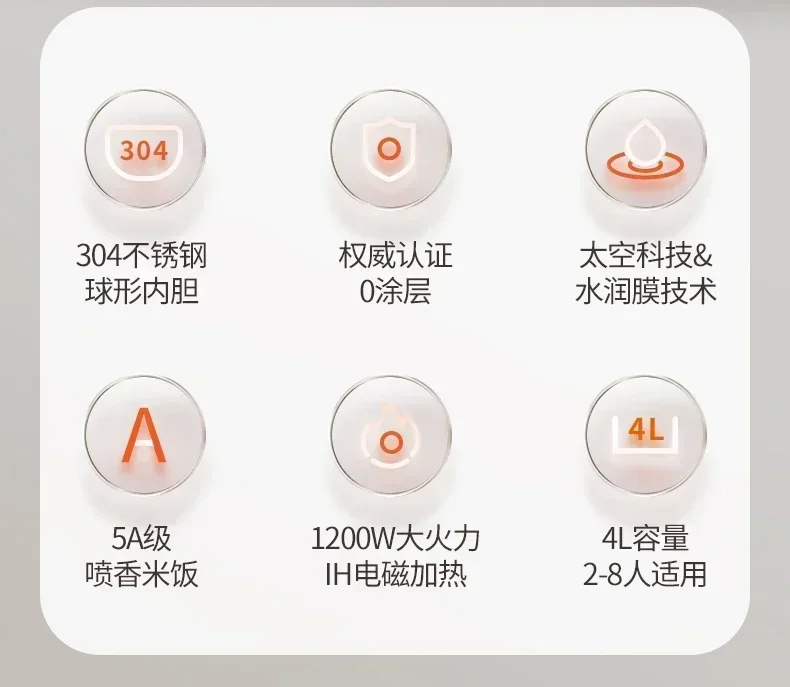 Description Picture 3 of item220vJoyoung 4LIH Rice Cooker Stainless Steel 0 Coating Liner Smart Cooking Rice Cooker Is Not Easy To Stick To The Pot 220V