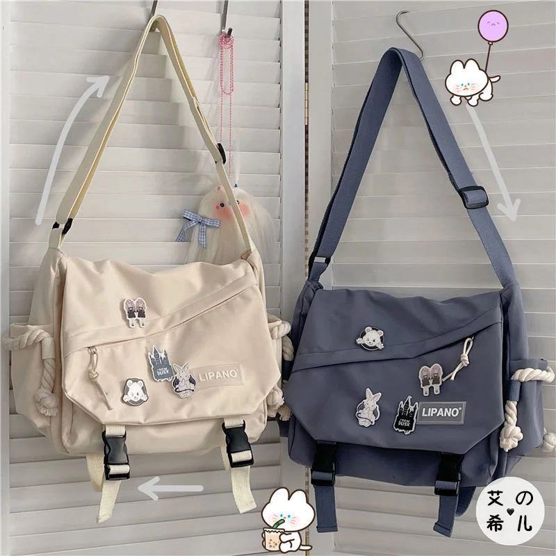 

Teenage Men Harajuku Shoulder Crossbody Bag Girl Student Schoolbag Large Capacity Retro Tooling Nylon Messenger Bag