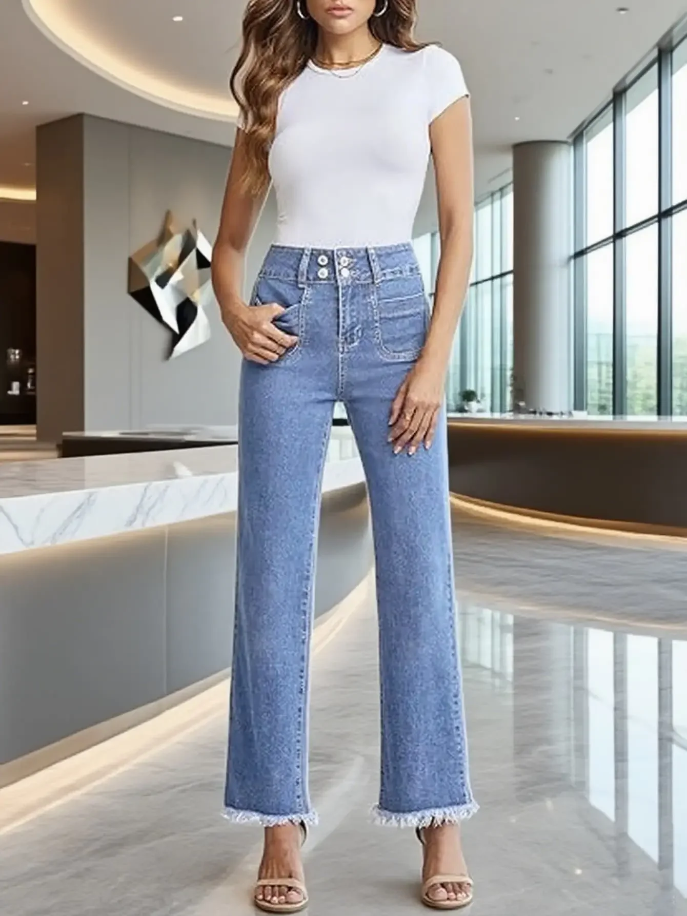 WEITING Super Short en Denim Sexy Taille Basse pour Femme Été élastique
