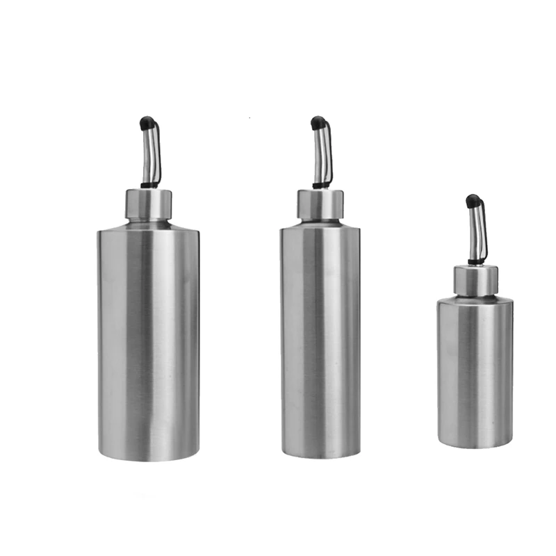 

3 Pcs Kitchen Oil Bottle Stainless Steel Leak-Proof Soy Sauce Vinegar Cruet Storage Dispenser BBQ Sprayer 250/350/550 Ml