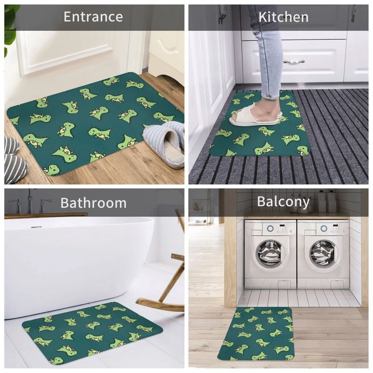 Chibi Mini Bathroom Mat Dinosaur Doormat Living Room Carpet Balcony Rug Home Decoration