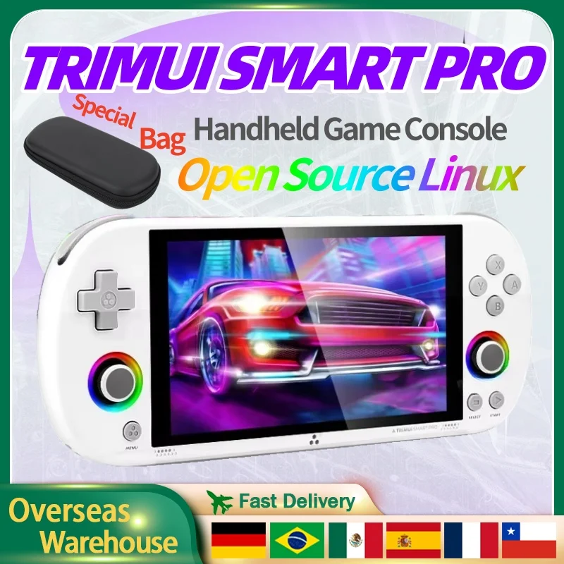 Consola de juegos portátil Smart Pro con pantalla IPS de 4,96, sistema Linux, joystick y