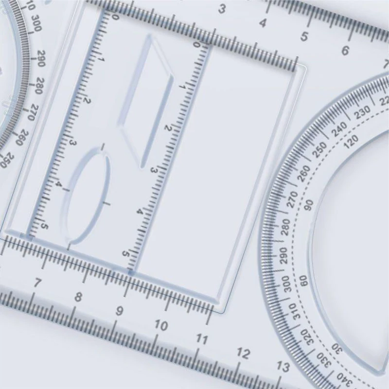 1PCS Elementary School Mathematics Students Use a Portable Transparent 3D Multi functional 360 &deg; Geometric Drawing Ruler