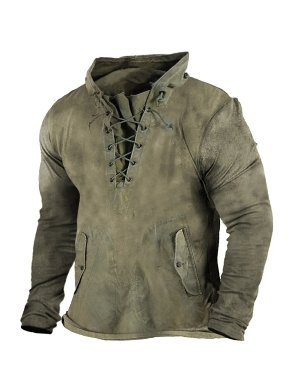 

Autumn Pullover Hoodie Men Outdoor Hiking Sweatshirt Training Tactical Tops Men Solid Long Sleeve Pocket Loose Sweatshirt