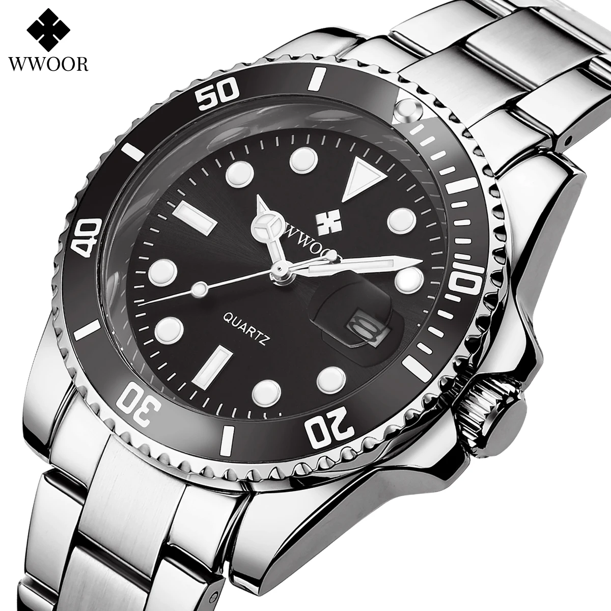 

WWOOR Fashion Diver Watch For Men Quartz Wristwatch Top Brand Luxury Waterproof Date Clock Sport Men's Watches Relogio Masculino