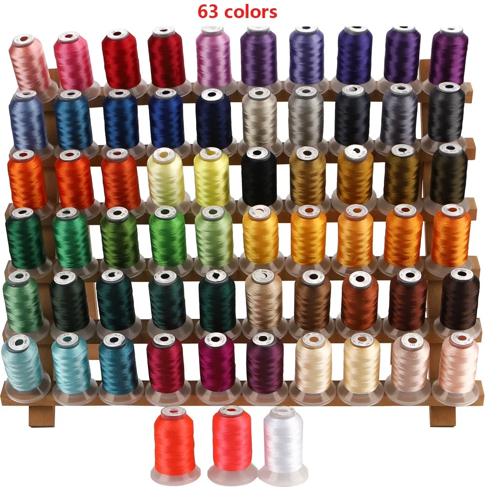 

63 Brother Colors Set Premium Polyester Embroidery Thread 500M (550Y) Each Spool Brother Babylock Janome Singer Home Machine