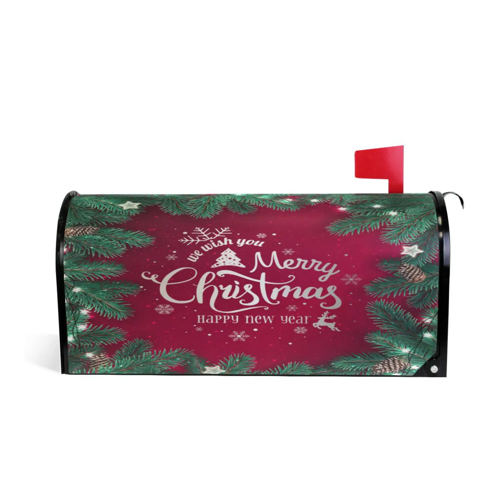 Merry Christmas Happy New Year Letter Mailbox Cover Magnetic Wrap Standard Size Letter Post Box Cover Home Garden Decoration