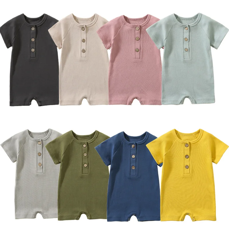 Baby Boy Romper Summer Wear Infant Bebe Thin Pajamas Short Sleeve Jumpsuit Ribbed Clothes Knitted Stretch Girl Outfits Playsuit 6