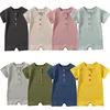 Baby Boy Romper Summer Wear Infant Bebe Thin Pajamas Short Sleeve Jumpsuit Ribbed Clothes Knitted Stretch Girl Outfits Playsuit 6
