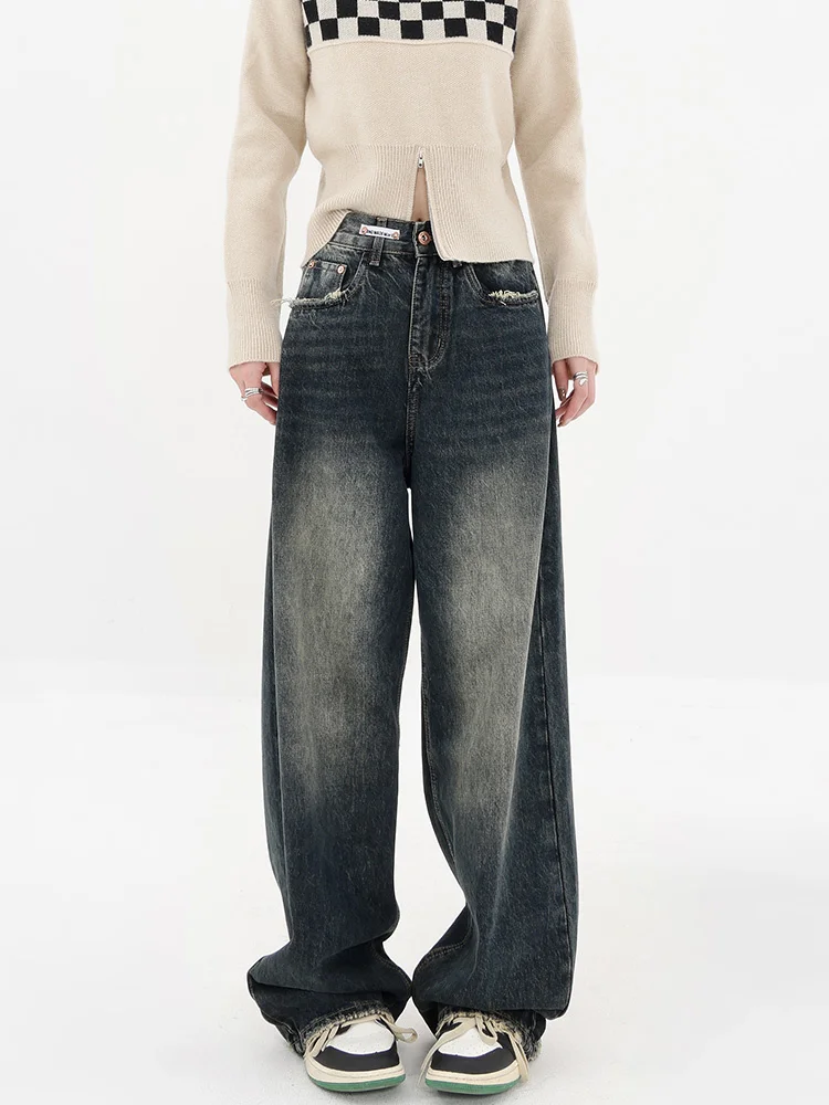 HOUZHOU Pantalon Vaqueros De Pierna Ancha Para Mujer, Vaqueros