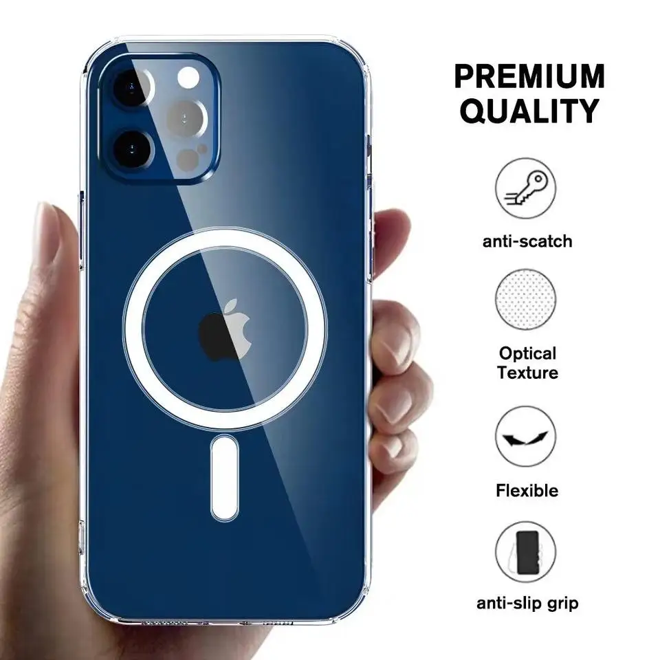 

Магнитный чехол для телефона Phone15 14 13 Pro Max, Магнитные Прозрачные Акриловые чехлы для iPhone 13, чехол с беспроводной зарядкой