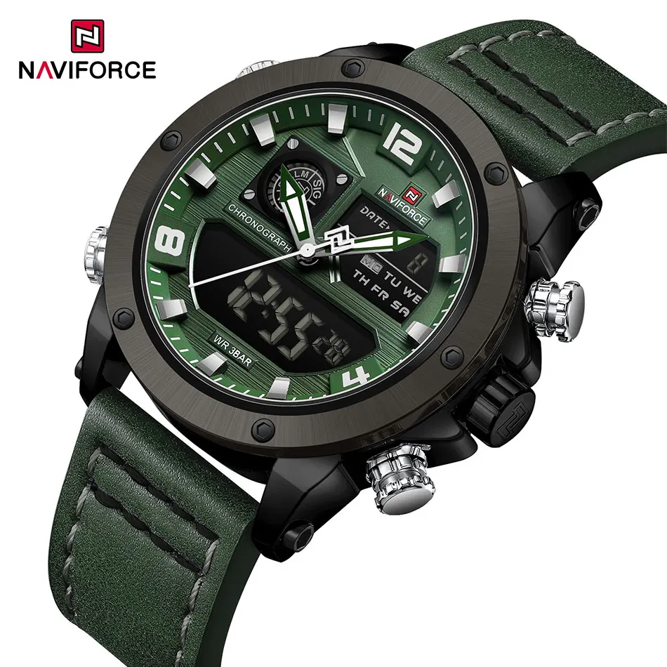 Naviforce Orologio Uomo Cronografo Sportivo Digitale - Quarzo, Acciaio, Multifunzione Con Retroilluminazione E Sveglia - 2