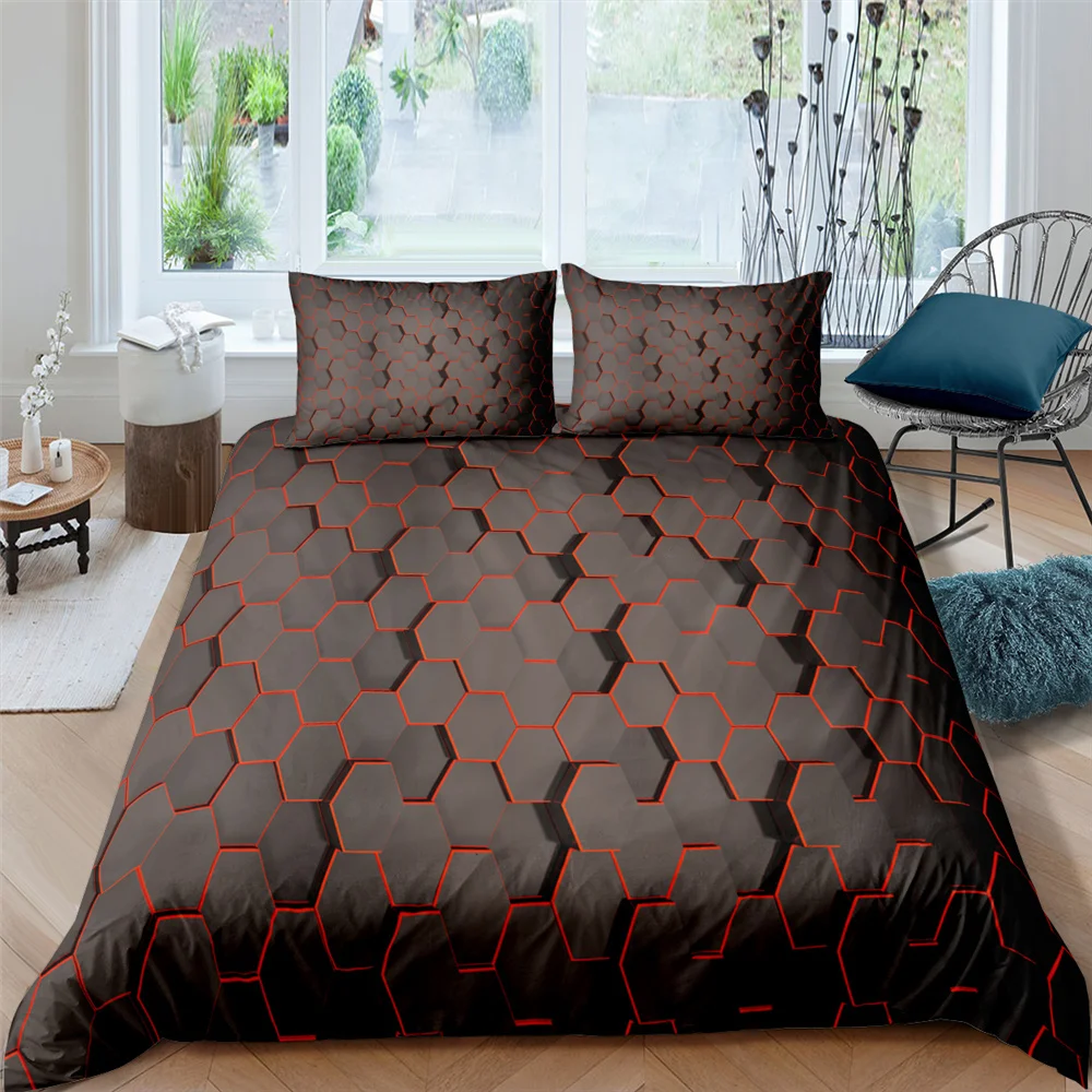 

Duvet Cover Queen Geometric Bedding Set 3D Bed Set Girls Full Size Bed Comforter Cover Sets Twin Quilt Cover Unisex Honeycomb
