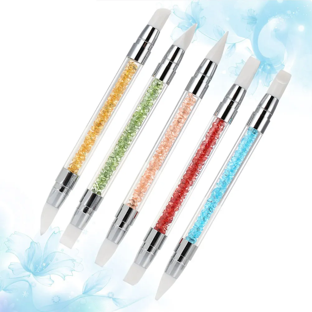 5종 네일아트 조각펜 세트, 이중 헤드 실리콘 조형 도구, 3D 플라워 디자인, 모델링 클레이, 네일아트 용품