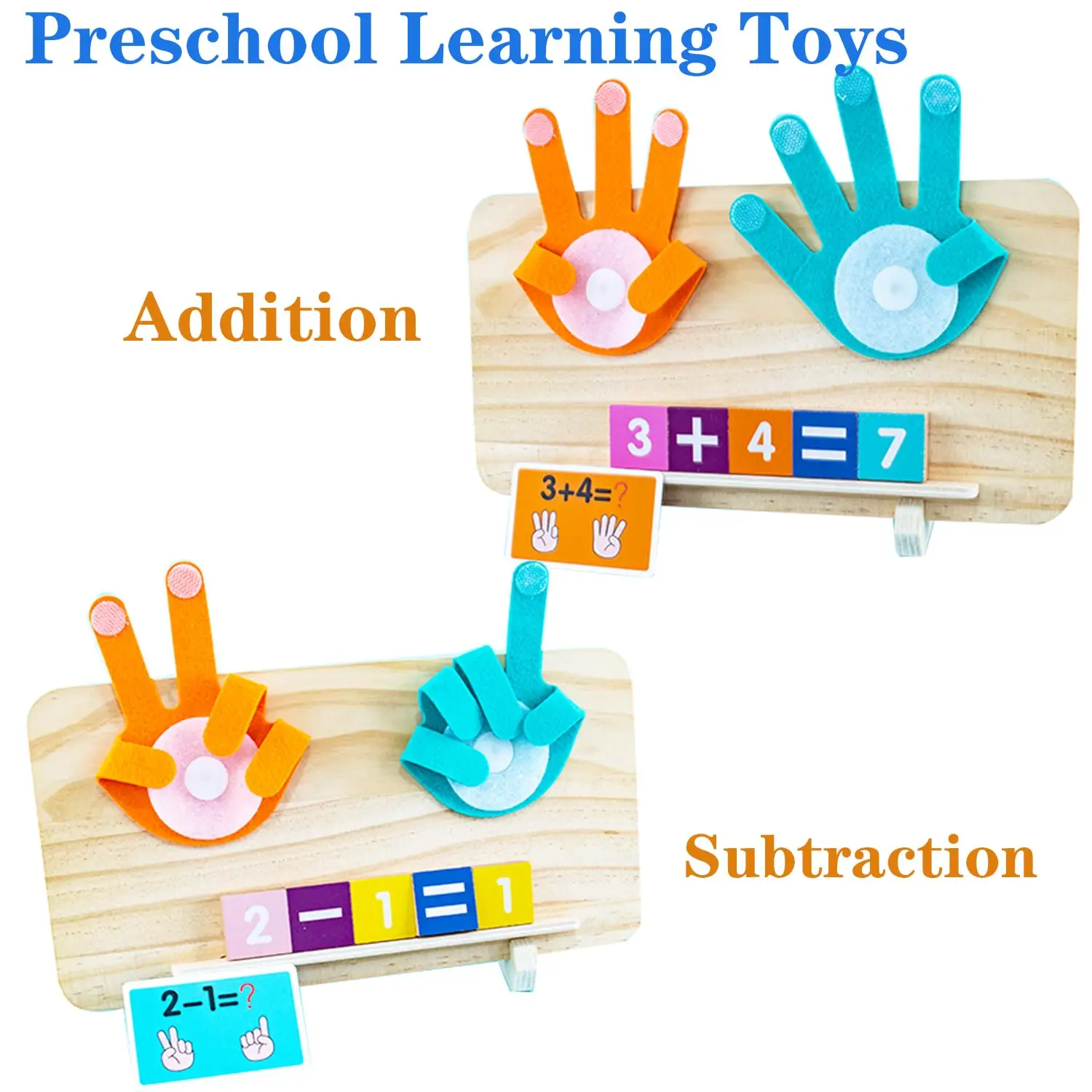 Montessori Toys for Toddlers Double-Sided Preschool Learning Educational Math manipulatives Number Finger Counting Block for Kid
