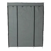 Portable Closet Wardrobe Clothes Rack Storage Organizer With Shelf Blue 53" 2