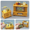 Miniature Living Room 1:12 TV Cabinet Phone Forest Family Alarm Clock Dollhouse Furniture Accessories DIY Decor For Girl Gift 1