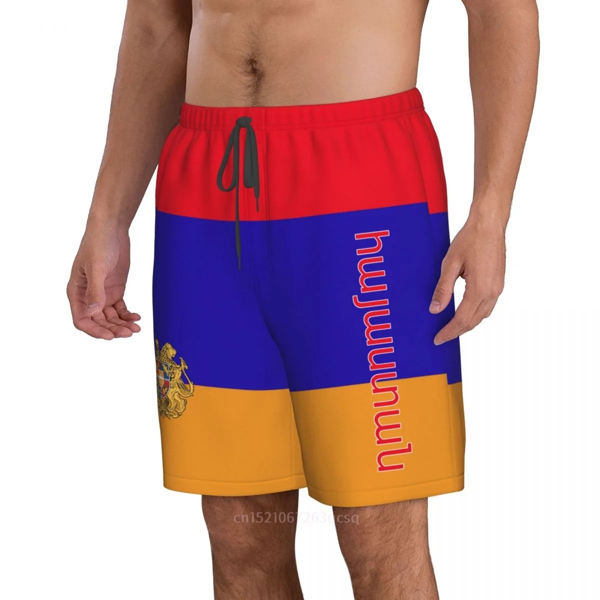 2023 Summer Polyester Armenia Country Flag 3D Printed Men's Board Shorts Beach Pocket Running Summer Pants 3