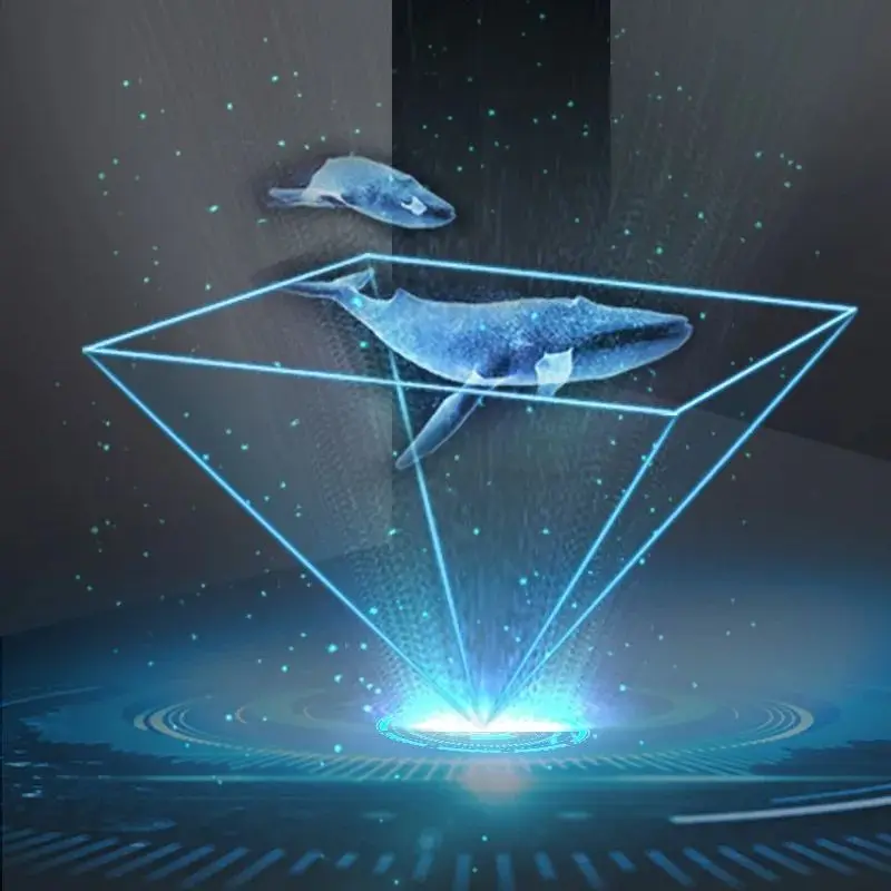 3D Holographic Display Box Universal 3D Holographic Display Stand Projector Mini Pyramid Hologram Projection Showcase For Mobile Phone Ipad MV Projector