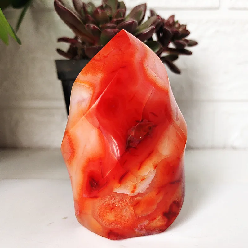 Natural Stone Red Agate Flame Crystal Lce Cream Torch Spiritual Energy Healing and Feng Shui Desk Room Decoration Maison Home 3