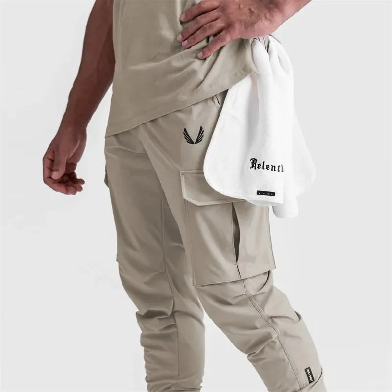 2024 New Men's Cargo Pants Summer Thin Loose Quick-Drying Elastic Leggings Running Training Sweatpants Casual Trend Trousers