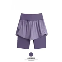 DRUR Yoga Shorts Women Summer Fake Two Piece High Waist Loose Gym Shorts With Pocket Ladies Lightweight Fitness Running Clothes - Image 3