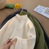 High Collar Half Zip Sweater Men's Casual Pure Color Knitted Shirt Korean Lazy Style Versatile Leisure Outerwear