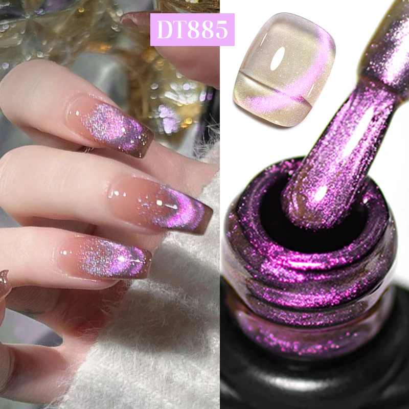 MEET ACROSS 9Pcs Auroras Cat Magnetic Gel Nail Polish Set 7ml Semi Permanent Varnish Shining Pink Blue Fairy Maget Gel Nails Kit 3
