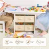 Kids Table and Chair Set (2 Chairs Included), Wooden Toddler Table and Chairs Set with 6 Storage Bins Boxes,Water Resistant 2
