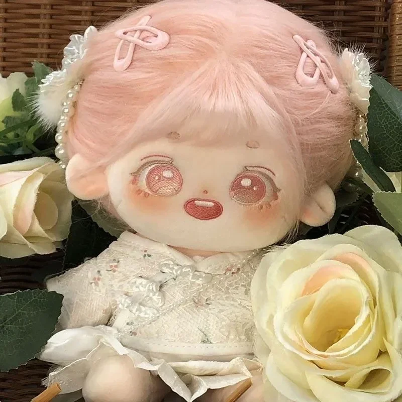 

Limited Stock 20cm No Attribute Bonny Kawaii Cotton Doll Pink Fried Hair with Skeleton Doll Gift