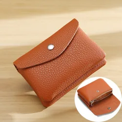 Elegant PU Leather Women's Short Wallet - Solid Color Hasp Design, Compact Credit Card Holder & Mini Money Bag (Brown)