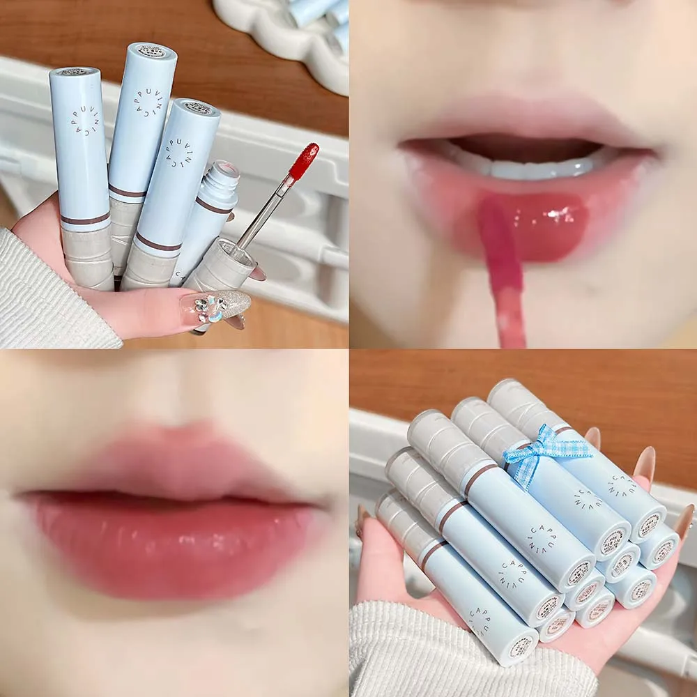Reddish Brown Matte Gloss Moisturizer Hydrating Mirror Glossy Glaze Watery Lipstick Liquid Non-Stick Cup Lip Tint Makeup_voghion.com