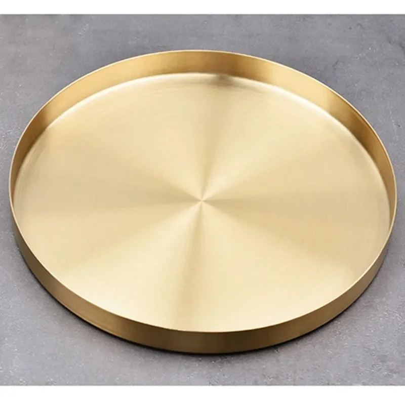 Kitchen Stainless Steel Storage Tray Decorative Trays Organizer Jewelry Display Plate Round Shape Gold Tray Kitchen Storage storage tray kitchen tray jewelry storage tray