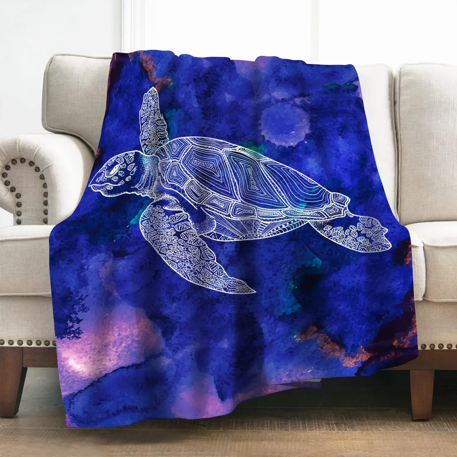 

Turtles Pattern Flannel Throw Blanket Gift Women Girl Boy Decor Home Bedroom Living Room Travel Camping Soft Cozy Warm King Size