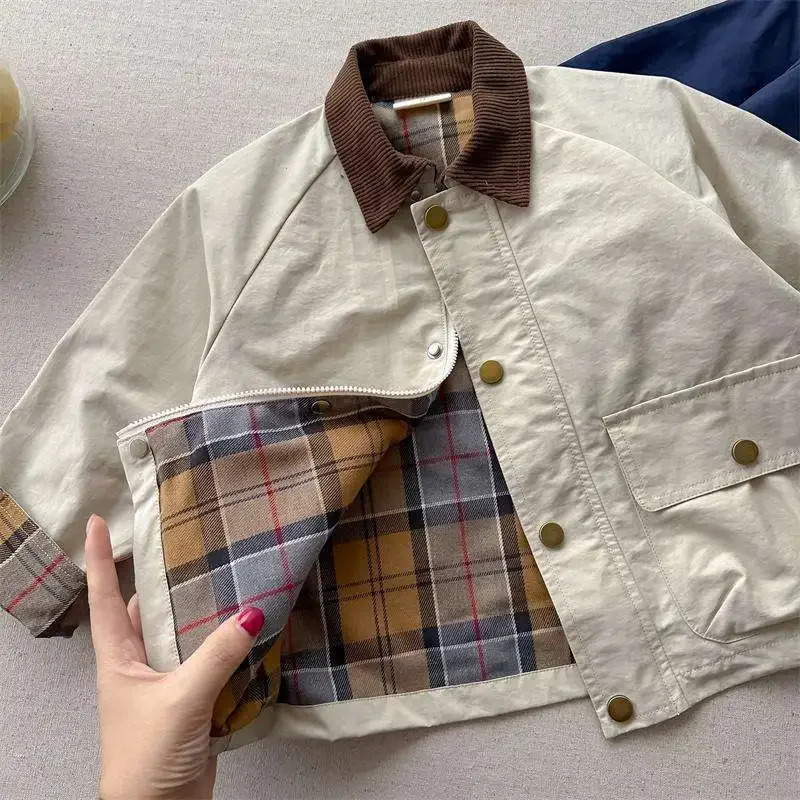 Fashion Baby Girl Boy Cargo Trench Jacket Infant Toddler Child Patchwork Coat Spring Autumn Child Dust Coat Baby Clothes 1-10Y