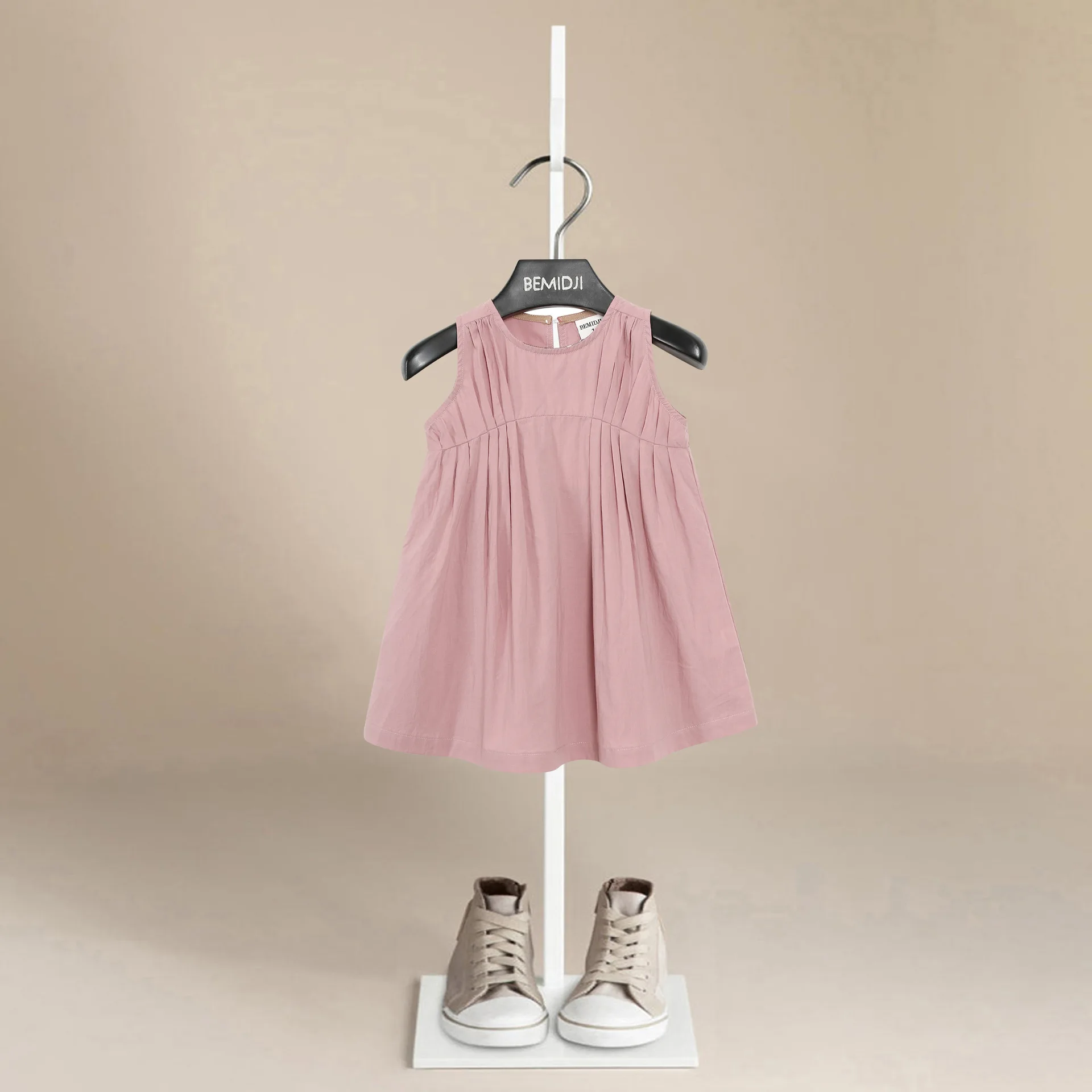 

Kids Girl Dress Cute Cotton Sleeveless Pink Cotton Loose Dress Baby Girl Spring Summer Princess Dresses for Girls Clothes