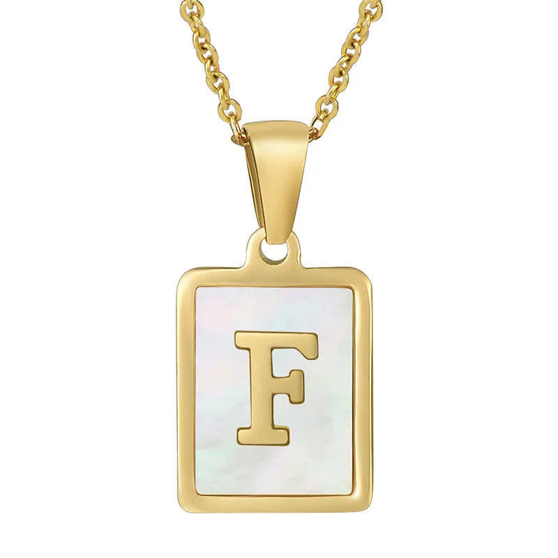 Freenbecky Same Couple Necklace INS Style Stainless Steel Letter Necklace Square Titanium Steel Initial English Letter Pendant