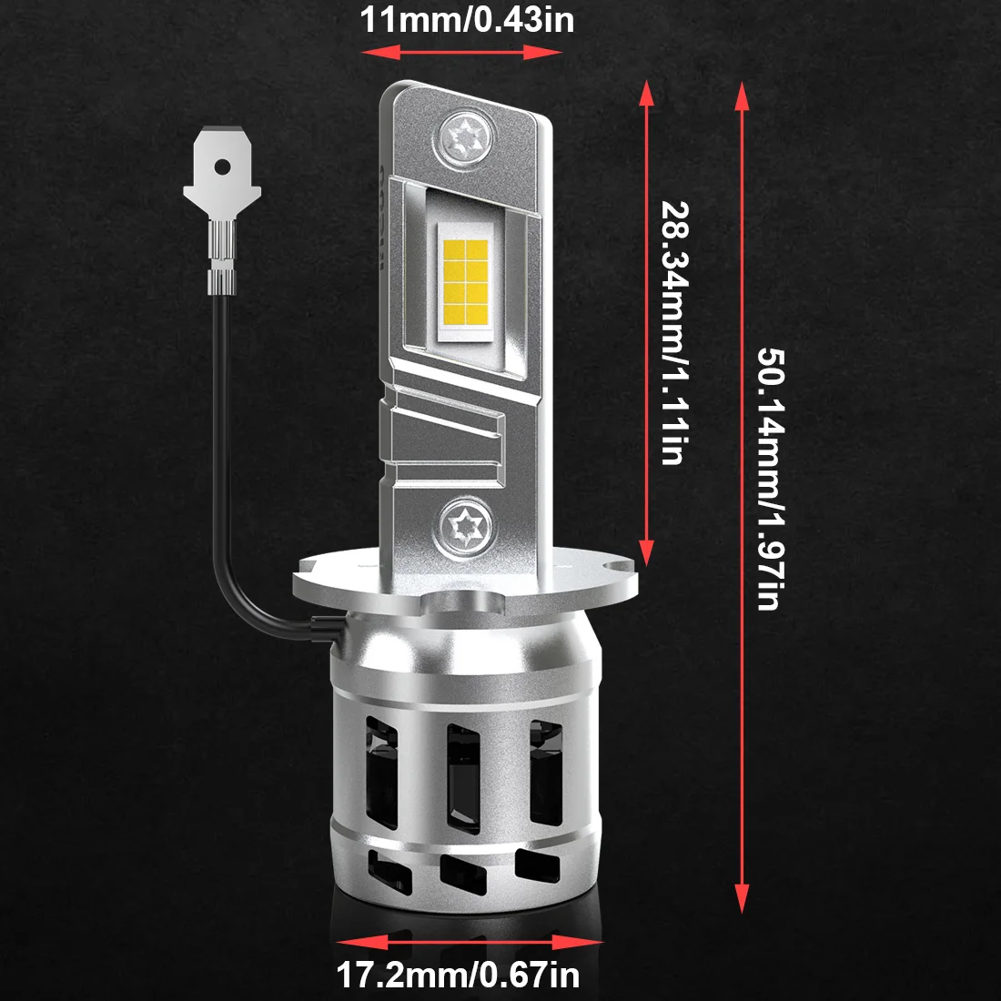 OUSHI 2개 H3 자동차 LED 헤드라이트 전구 슈퍼 LED 6000K 화이트 H3 램프 플러그 앤 플레이 DC 12V 포르쉐 카이엔 레인지로버 스포츠용