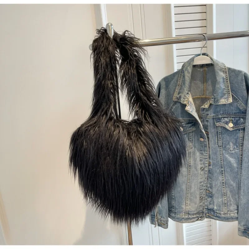 Winter Plush Shoulder Bag NEW Sweet Spice Girl Large Capacity Personality Trend High-grade Sense Shopping Square Satchel Bags