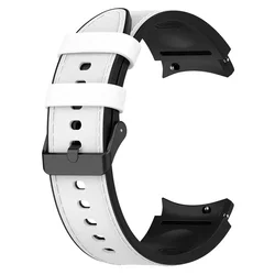 Premium Silicone & Leather Strap - Elegant Replacement Band - Watch 5 Pro 45mm (Black White)