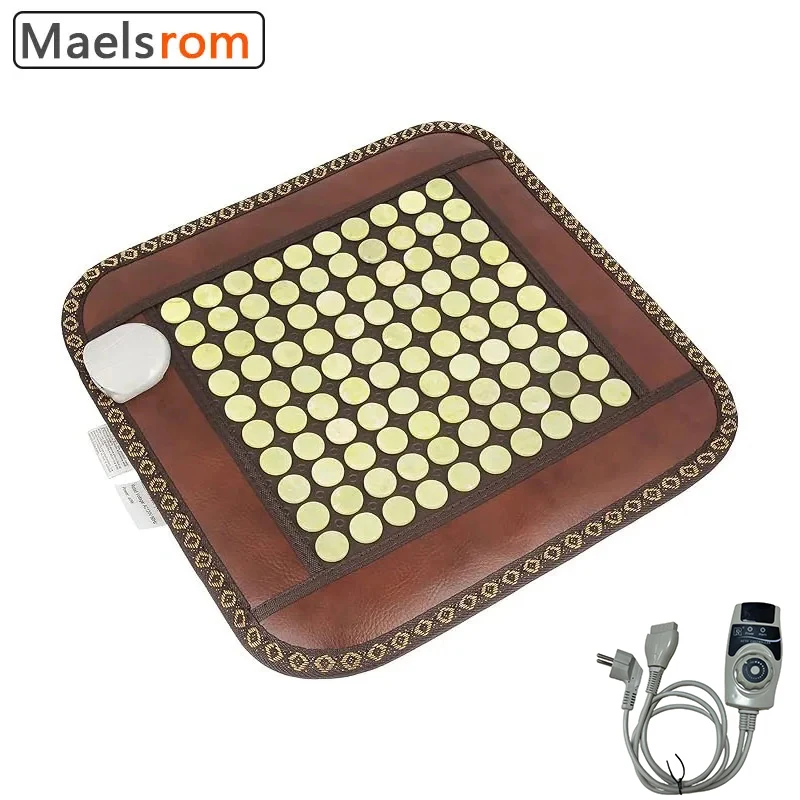 Natural Jade Stone Therapy Seat Rug Thermal Heat Massage Pad Infrared Negative Ion Tourmaline Mat For Loosen Nerve Compression ms 9000b far infrared deep heat crystal mat magnetic pemf bio photon negative ions rainbow chakra thermal mattress