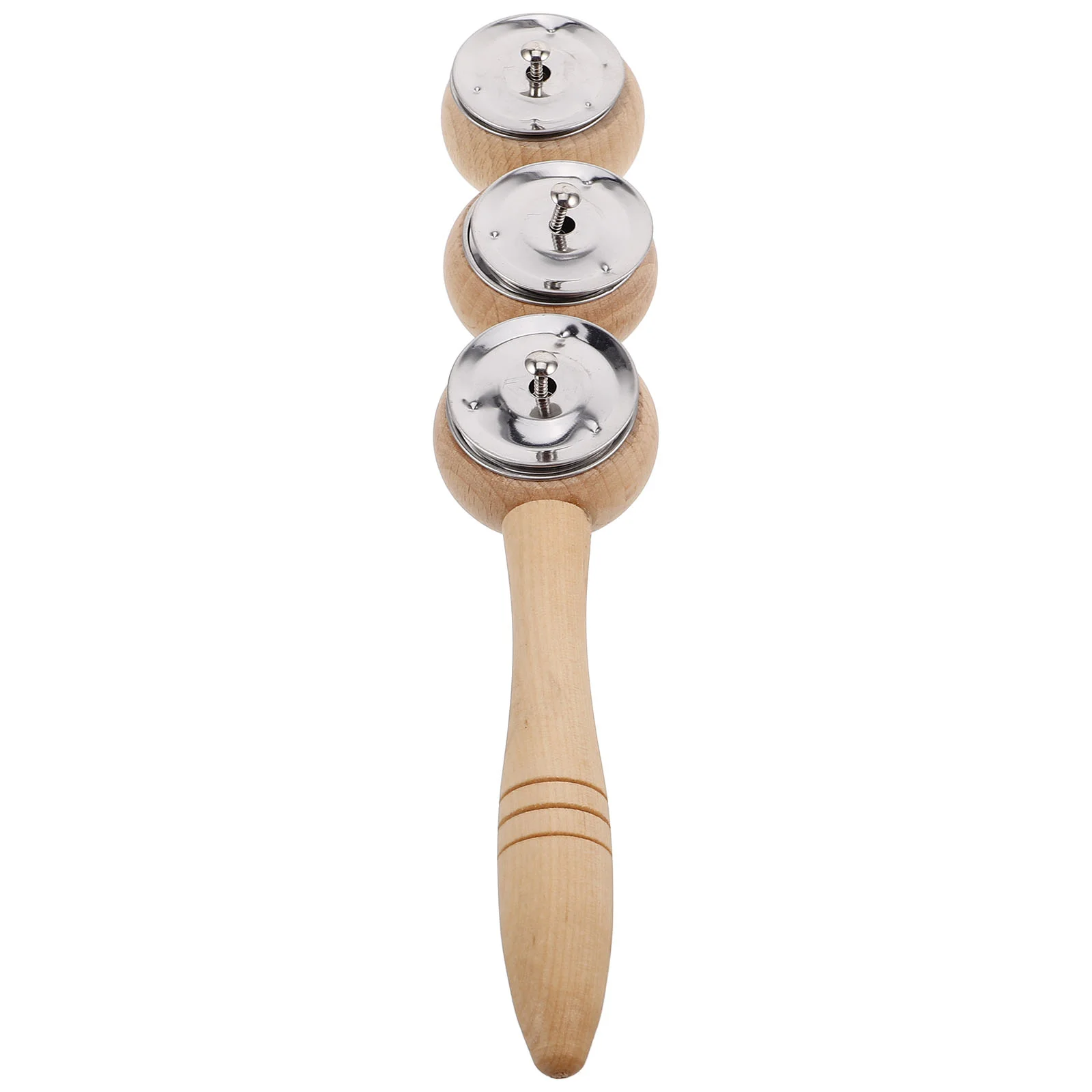 Hand Drawn 4 Tambourine Sticks Toddler Christmas Instrumental Wood Handheld Jingle Bells