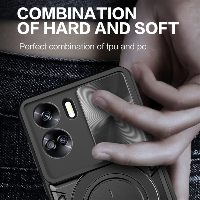 Enhanced Magnetic Car Holder Case with Shockproof Slide Camera Cover