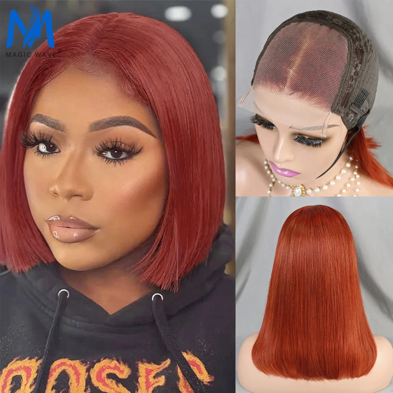 

33# Colored 4x4 Lace Closure 180% Density Brazilian Remy Human Hair Wig Straight Short Bob Human Hair Wigs for Black Women