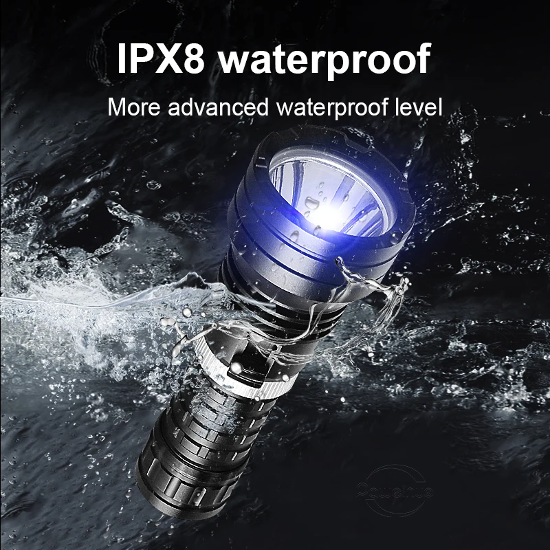 High Power 10000LM Diving Flashlight XHP300 LED Ultra Bright Professional Diving Torch IP8 Highest Waterproof Fishing Flashlight