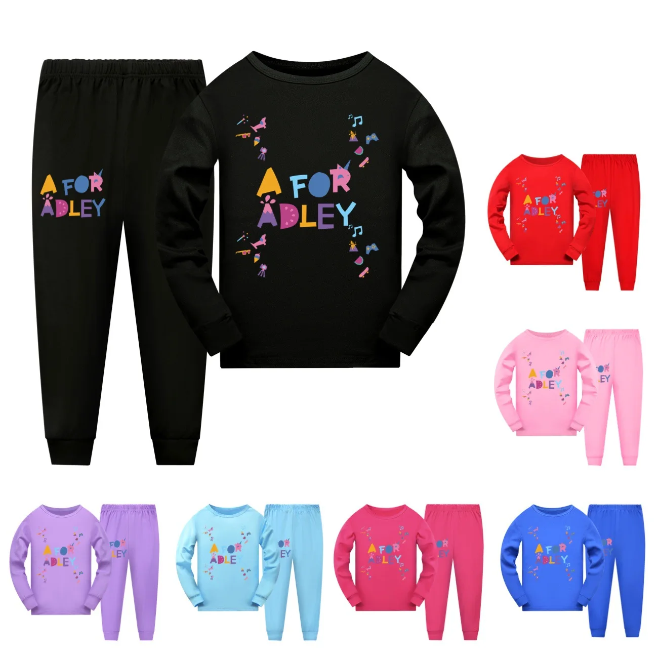 

A FOR ADLEY Clothes Kids Long Sleeve Pajama Sets Baby Girls Cute Cartoon Pyjamas Children O-neck Long Sleeve Tops Pants 2pcs Set