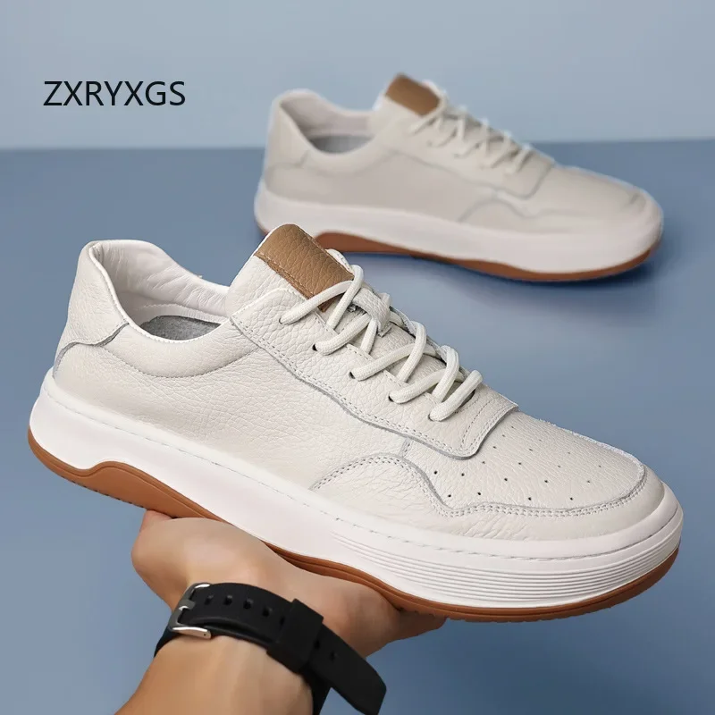 ZXRYXGS Soft Cowhide Men Shoes Casual Sneakers 2024 British Style